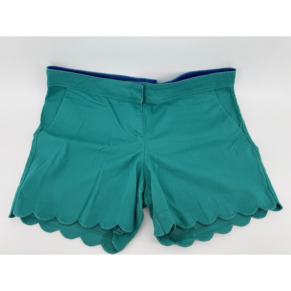 Isaac Mizrah Chino Shorts Womens Size 16 Green Scalloped Hem